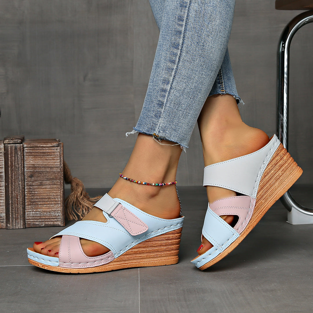 Marina™ | Colorblock Wedge Slides - Comfortable Sandals