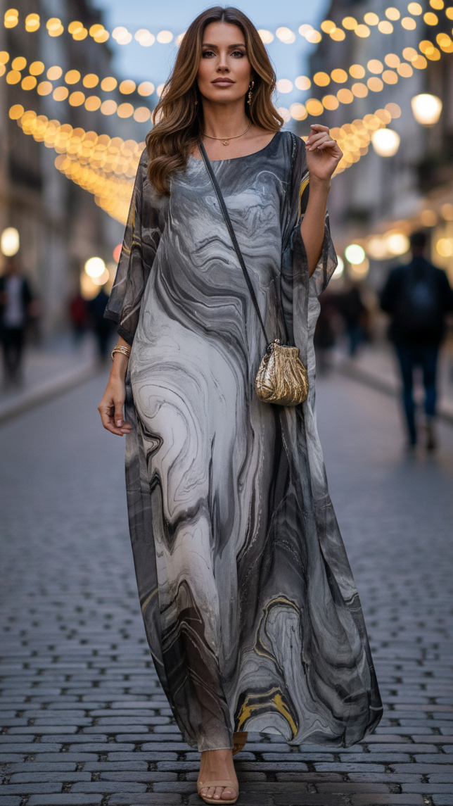 Aurelia | Women's Chiffon Maxi Dress Flowing Kaftan Evening Dress