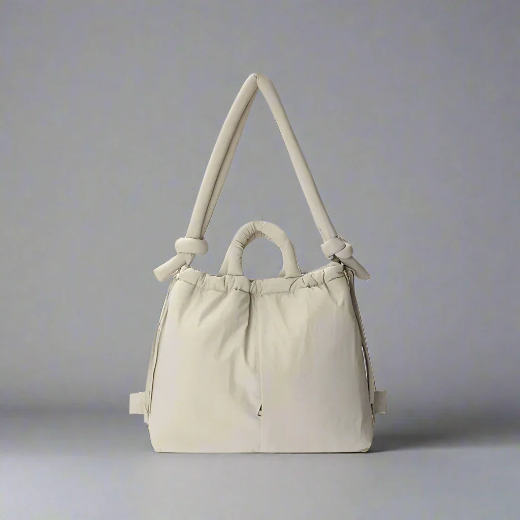 Adeline | Women's Quilted Puffer Handbag - Beige - Image 11
