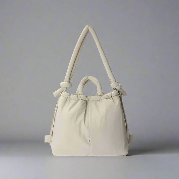 Adeline | Women's Quilted Puffer Handbag - Beige - Image 11
