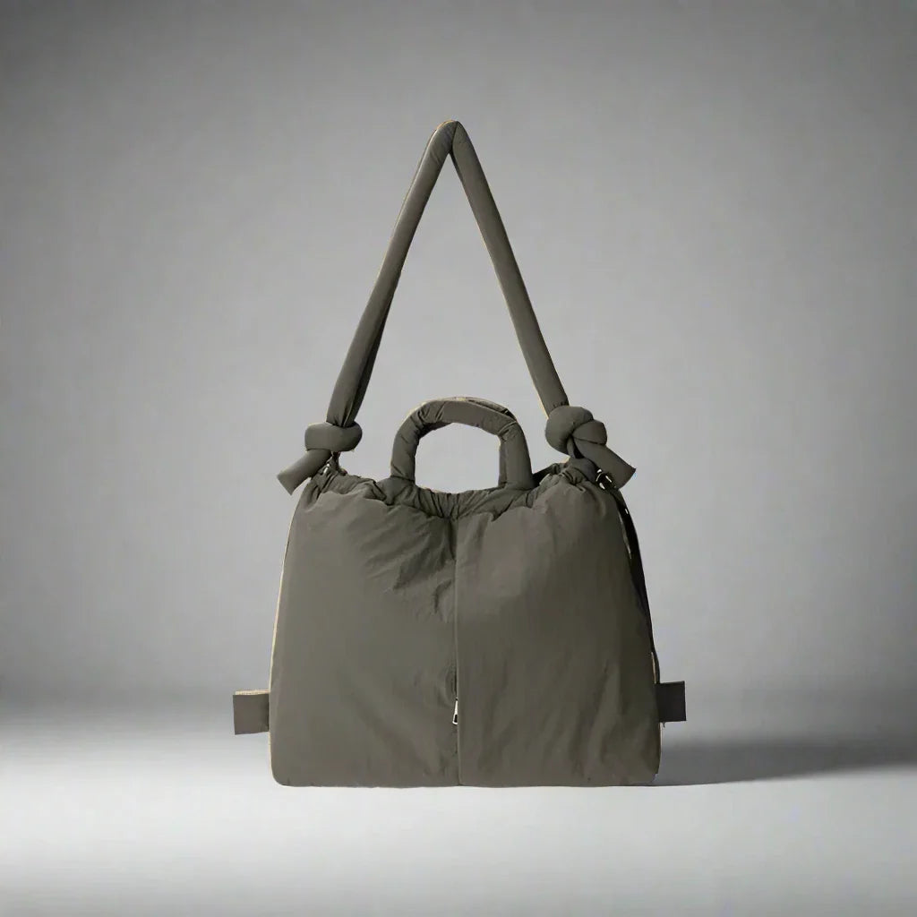 Adeline | Women's Quilted Puffer Handbag - Beige - Image 12