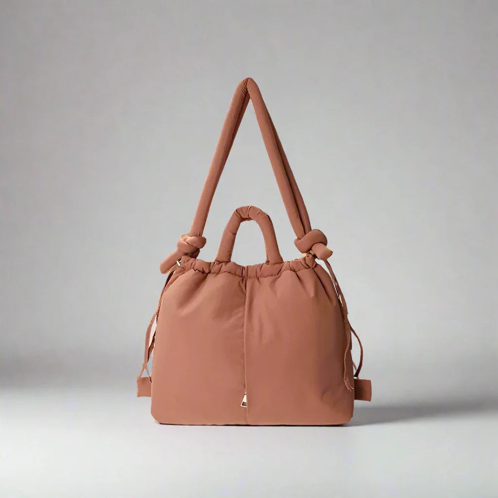 Adeline | Women's Quilted Puffer Handbag - Beige - Image 8