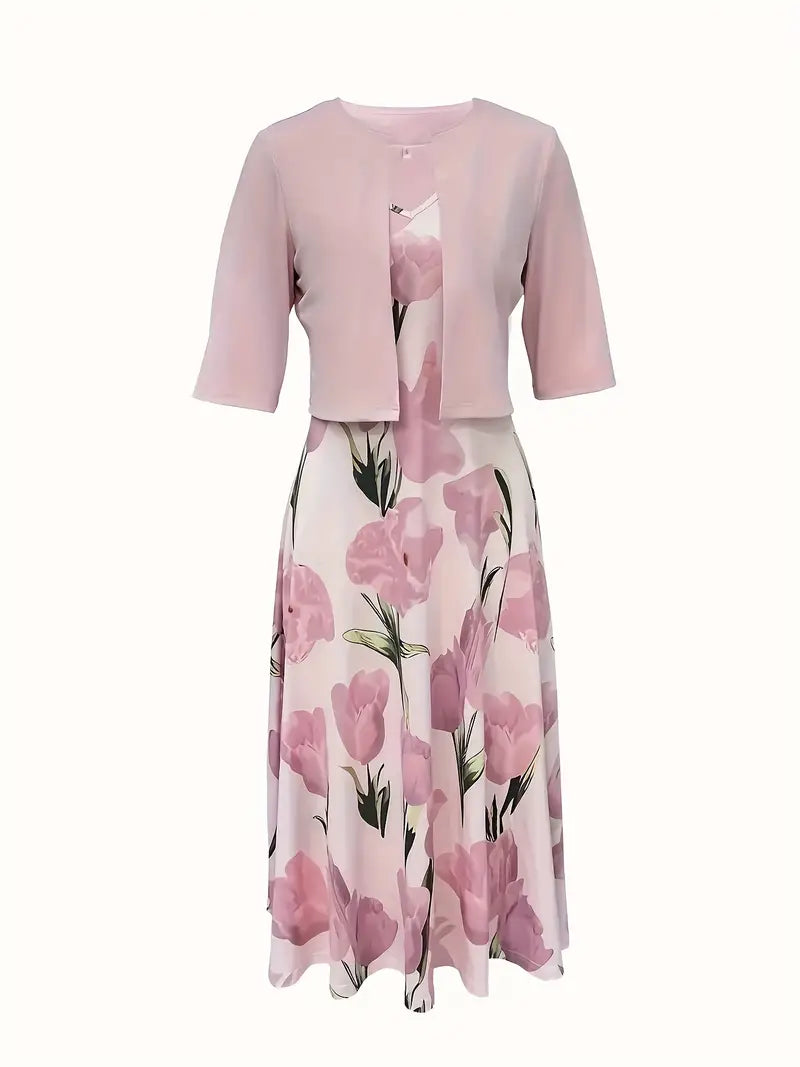 Adrianna | Women's Floral Maxi Dress Set with Cardigan - Floral - Image 2