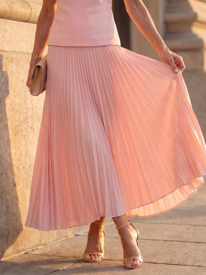Aldene | Women's Pleated Skirt Two-Piece Set - Yellow - Image 11