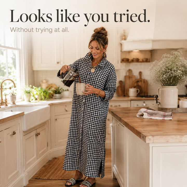 Aldwyn | Women's Gingham Maxi Shirt Dress - Black - Image 10