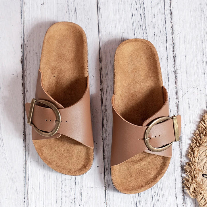 Alveth | Women's Buckle Slide Sandals - Black - Image 7