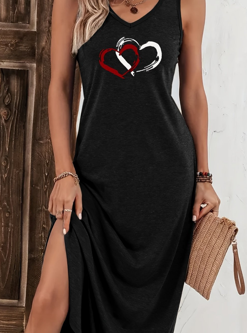 Alvorne | Women's Summer Maxi Dress Heart Print - Image 2