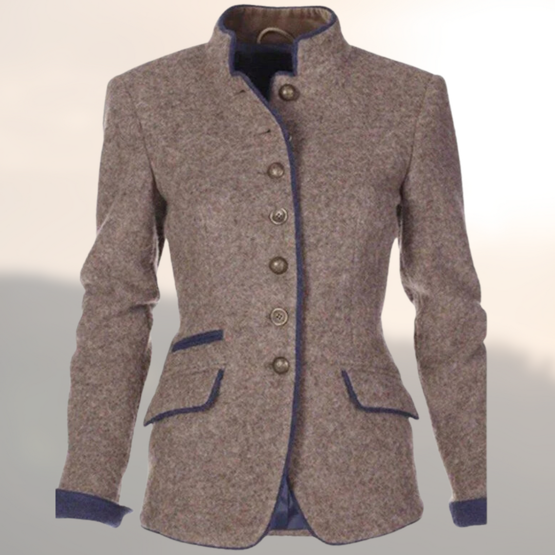 Amelia | Women's Tailored Button-Down Blazer - Brown - Image 2