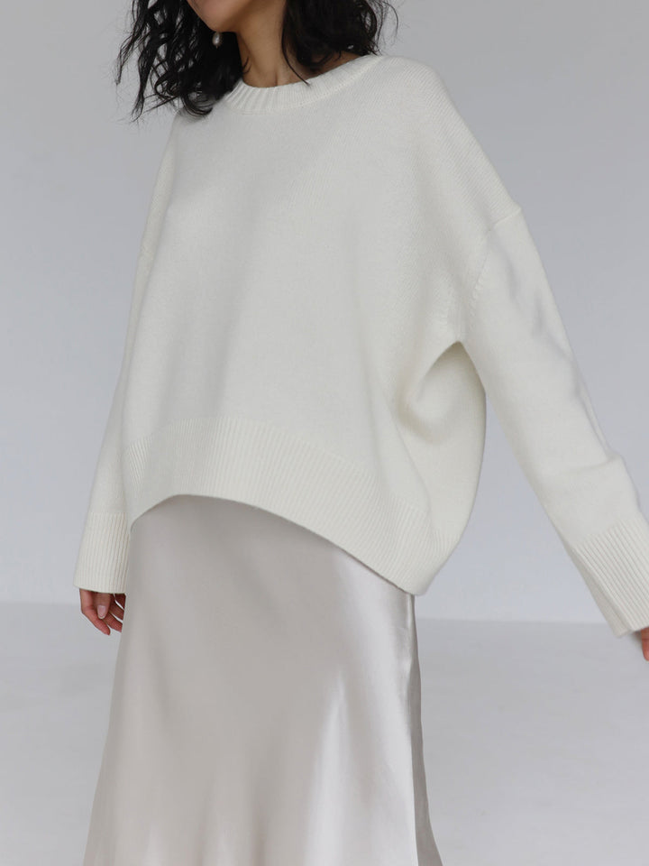 Anara | Women's Oversized Crew Neck Knit Jumper - Baby Blue - Image 10