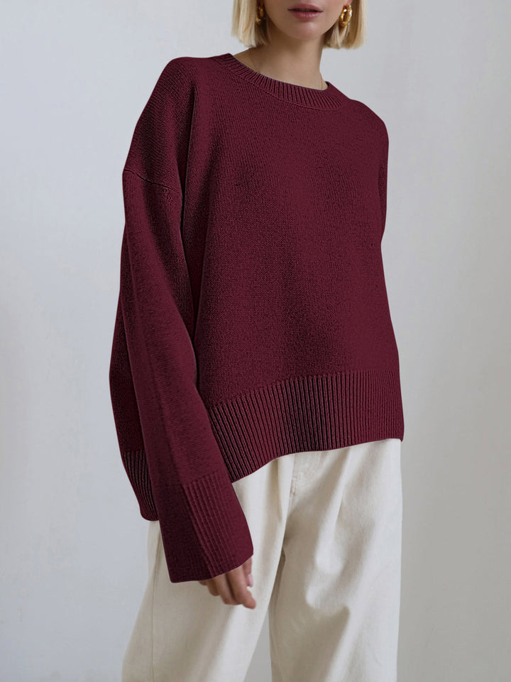 Anara | Women's Oversized Crew Neck Knit Jumper - Baby Blue - Image 11