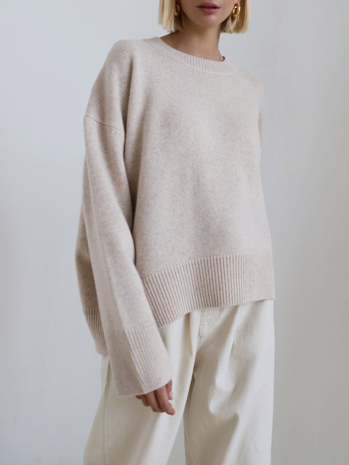 Anara | Women's Oversized Crew Neck Knit Jumper - Baby Blue - Image 8