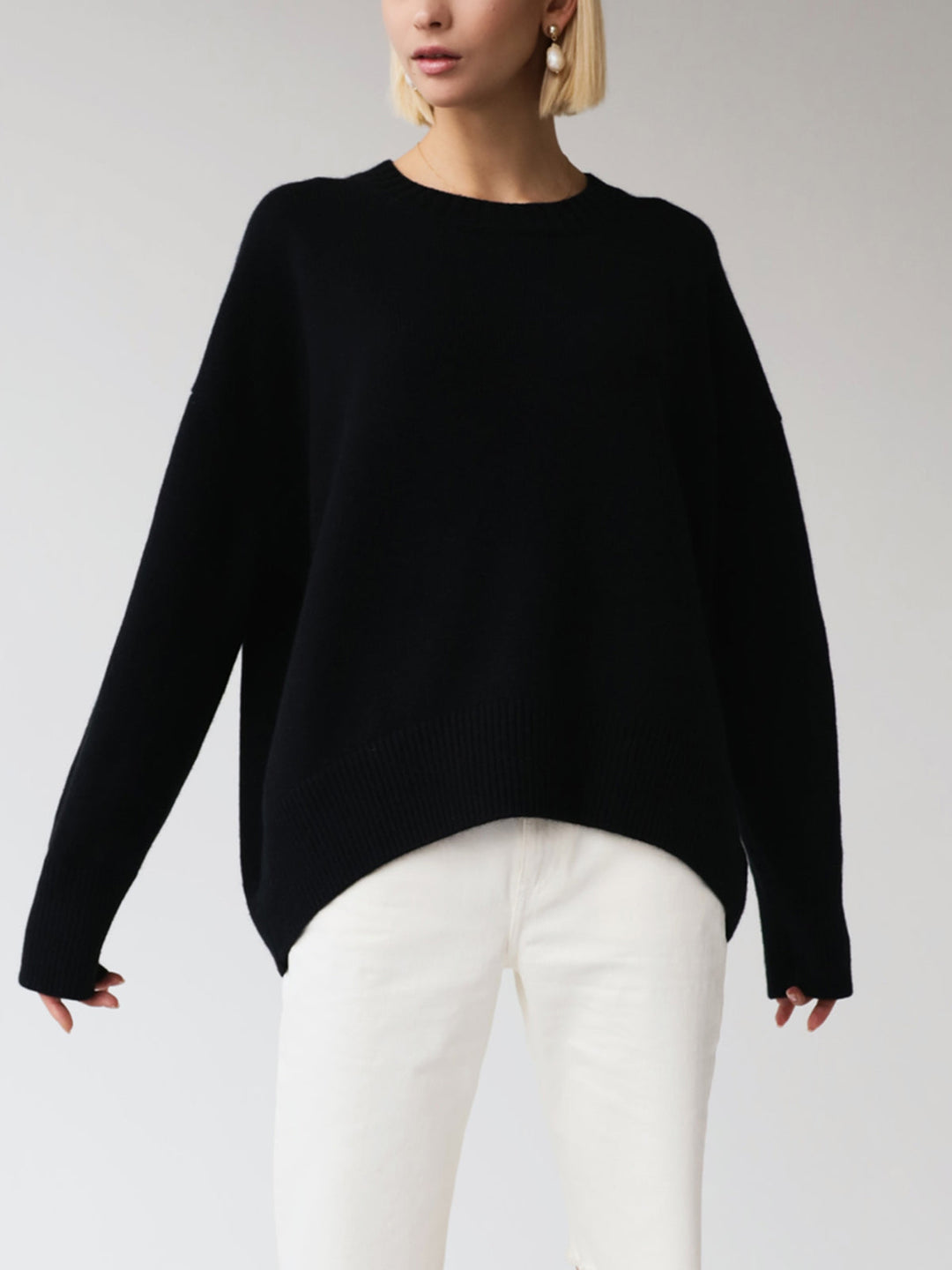 Anara | Women's Oversized Crew Neck Knit Jumper - Baby Blue - Image 9