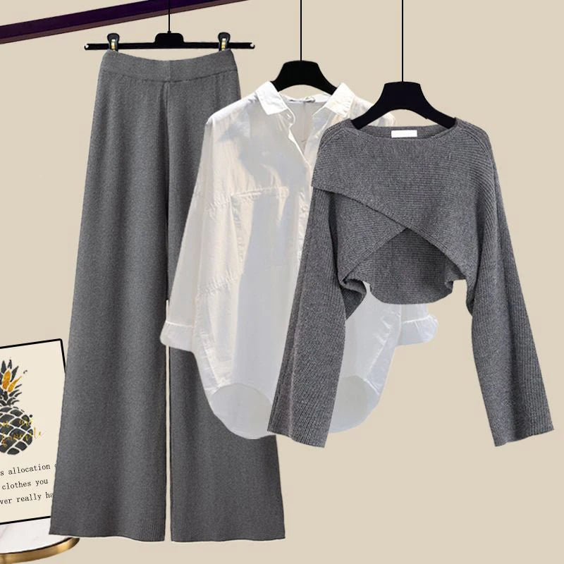 Anastasia | Women's Three Piece Cardigan Set - Grey - Image 1