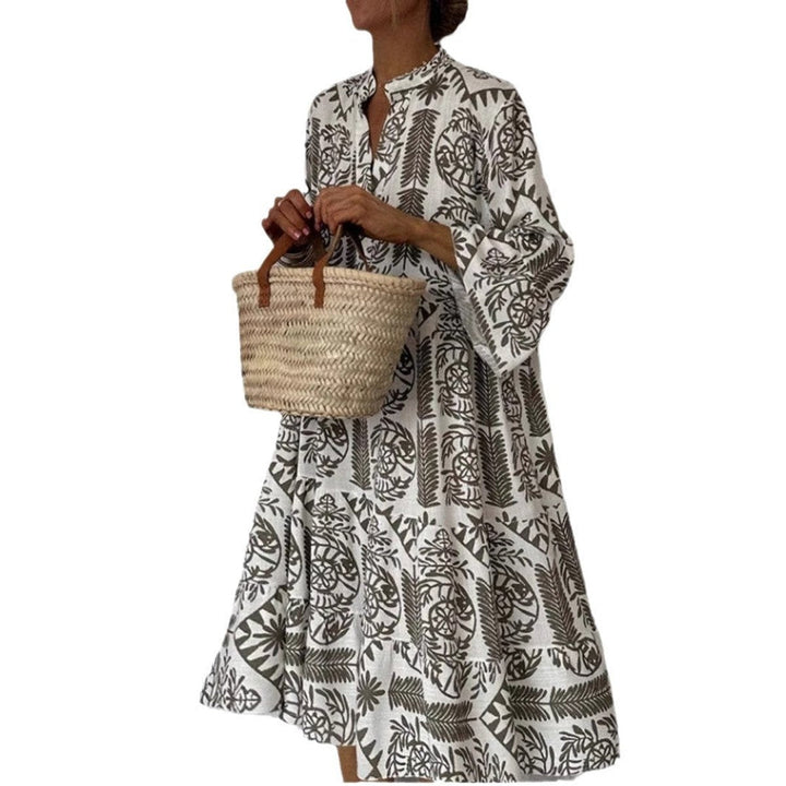 Annerose | Women's Printed Collared 3/4 Sleeve Mini Dress - Floral - Image 5