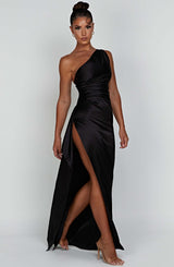 Saoirse™ | One Shoulder Satin Long Bodycon Dress