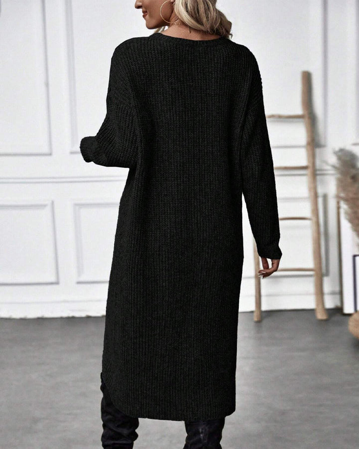 Artemis | Women's Asymmetrical Long Sleeve Tunic Sweater - Grey - Image 12