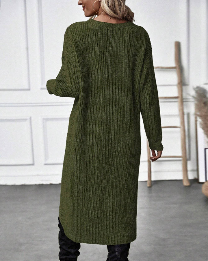 Artemis | Women's Asymmetrical Long Sleeve Tunic Sweater - Grey - Image 9