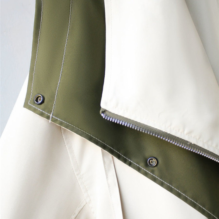 Artemis | Women's Oversized Hooded Windbreaker Jacket - Beige - Image 11