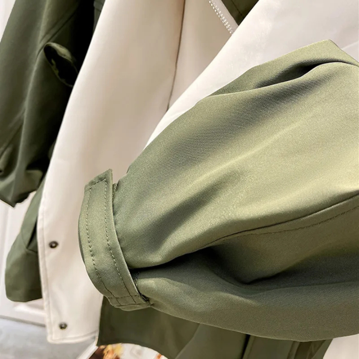 Artemis | Women's Oversized Hooded Windbreaker Jacket - Beige - Image 2