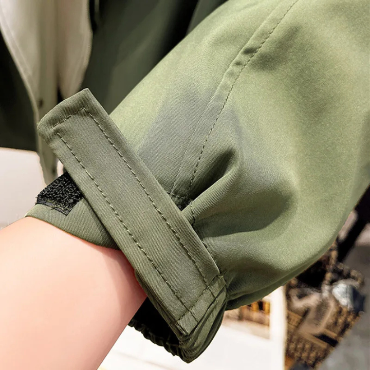 Artemis | Women's Oversized Hooded Windbreaker Jacket - Beige - Image 3