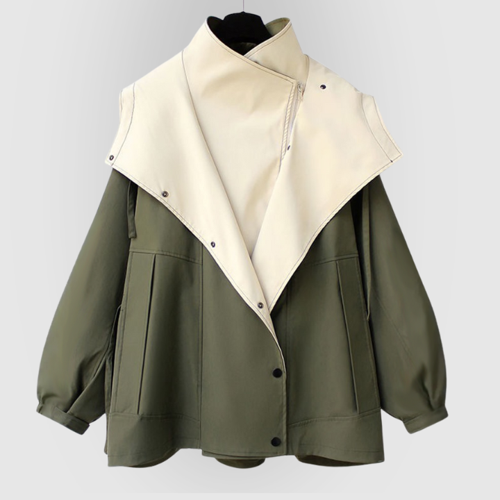 Artemis | Women's Oversized Hooded Windbreaker Jacket - Beige - Image 6