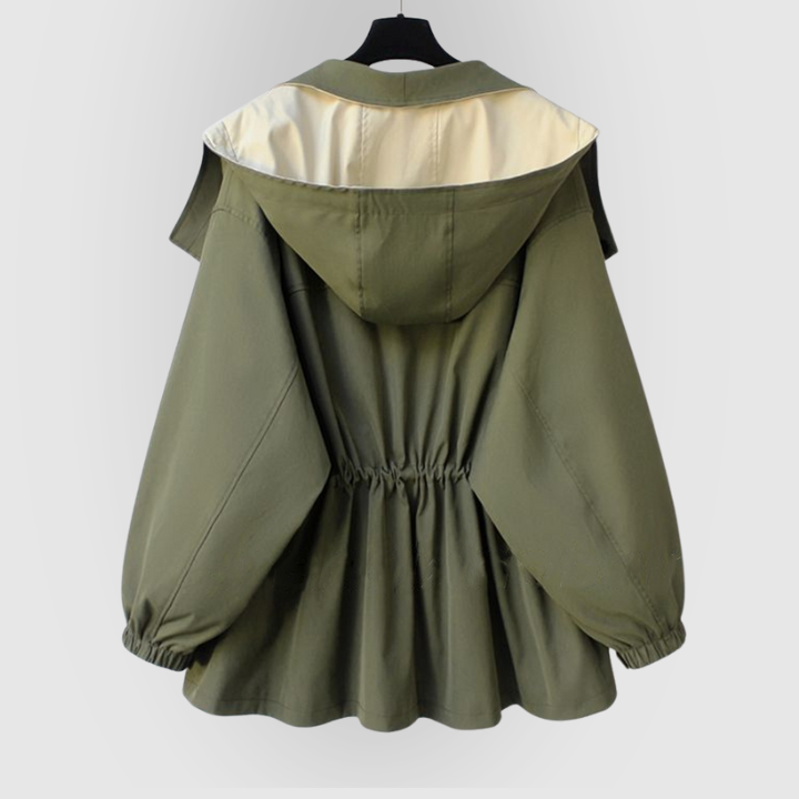 Artemis | Women's Oversized Hooded Windbreaker Jacket - Beige - Image 9
