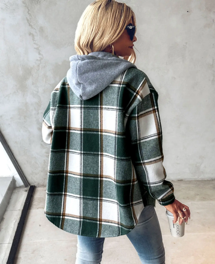 Artemisia | Women's Plaid Hooded Long Cardigan - Image 7