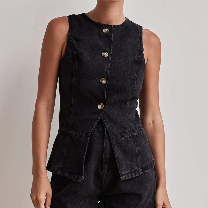 Arvenne | Women's Denim Shorts Co-ord Set - Blue - Image 5