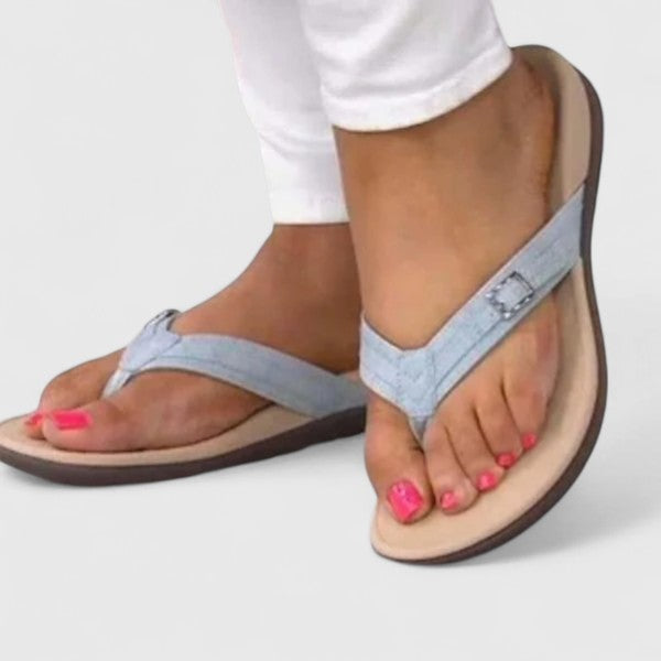 Arvina | Women's Orthopedic Thong Sandals with Arch Support - Light Blue - Image 1