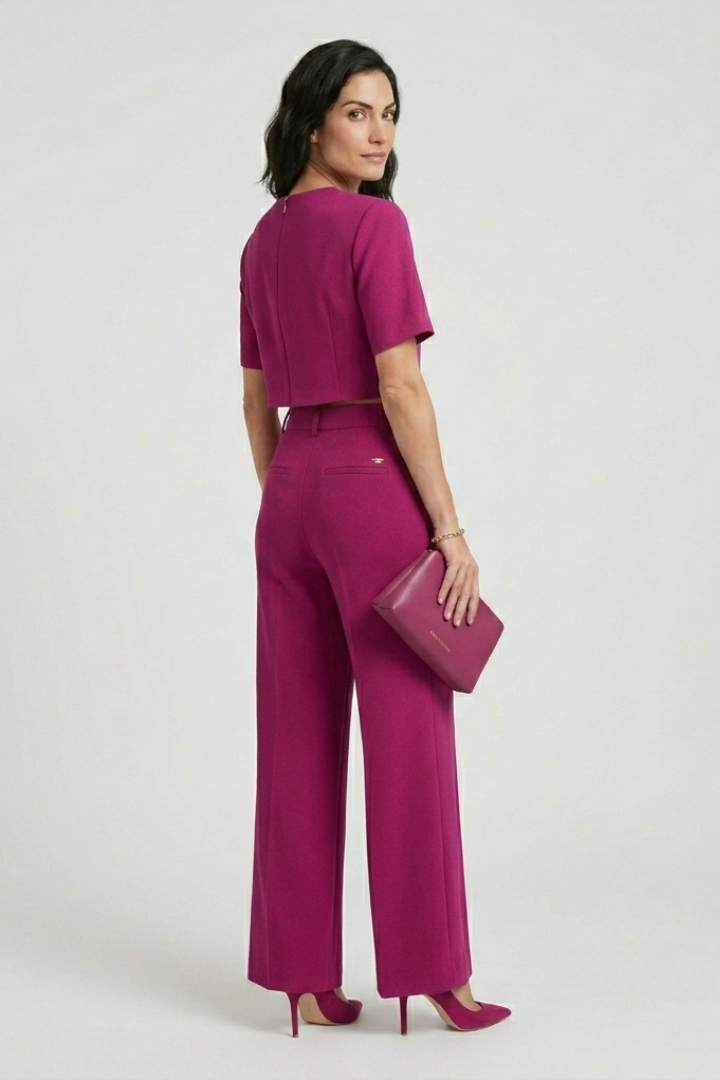 Arvinda | Women's Two Piece Set Wide Leg Trousers - Hot Pink - Image 5