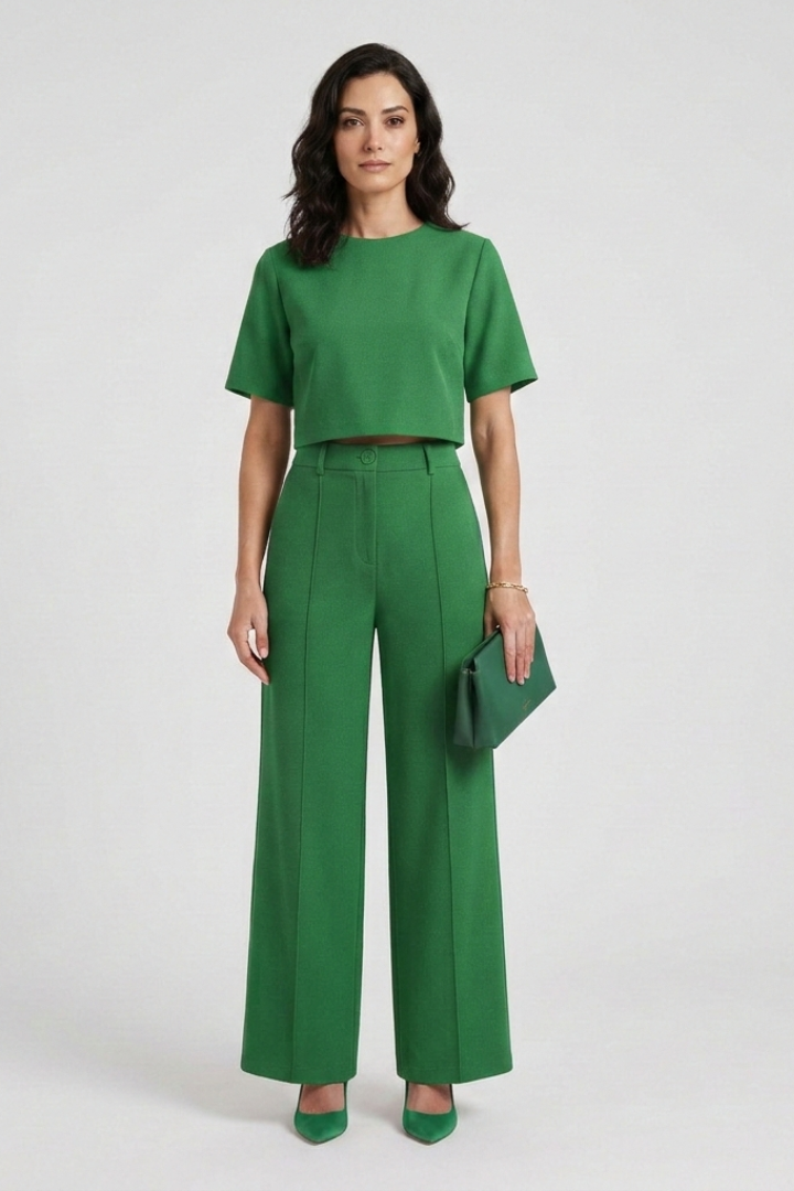 Arvinda | Women's Two Piece Set Wide Leg Trousers - Hot Pink - Image 7