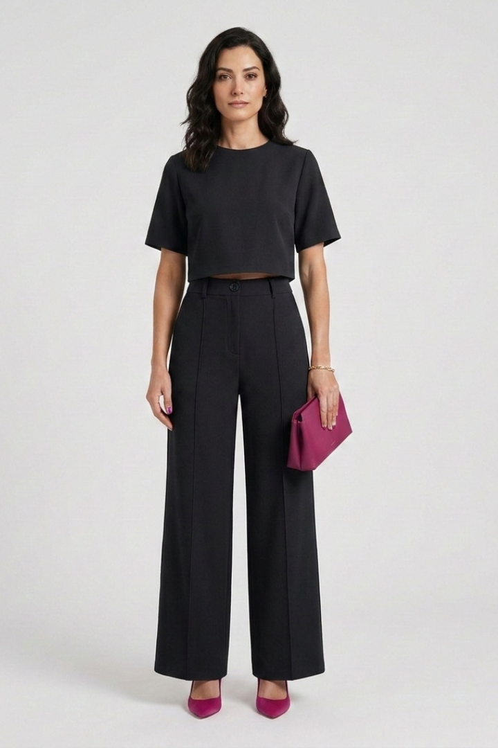 Arvinda | Women's Two Piece Set Wide Leg Trousers - Hot Pink - Image 9