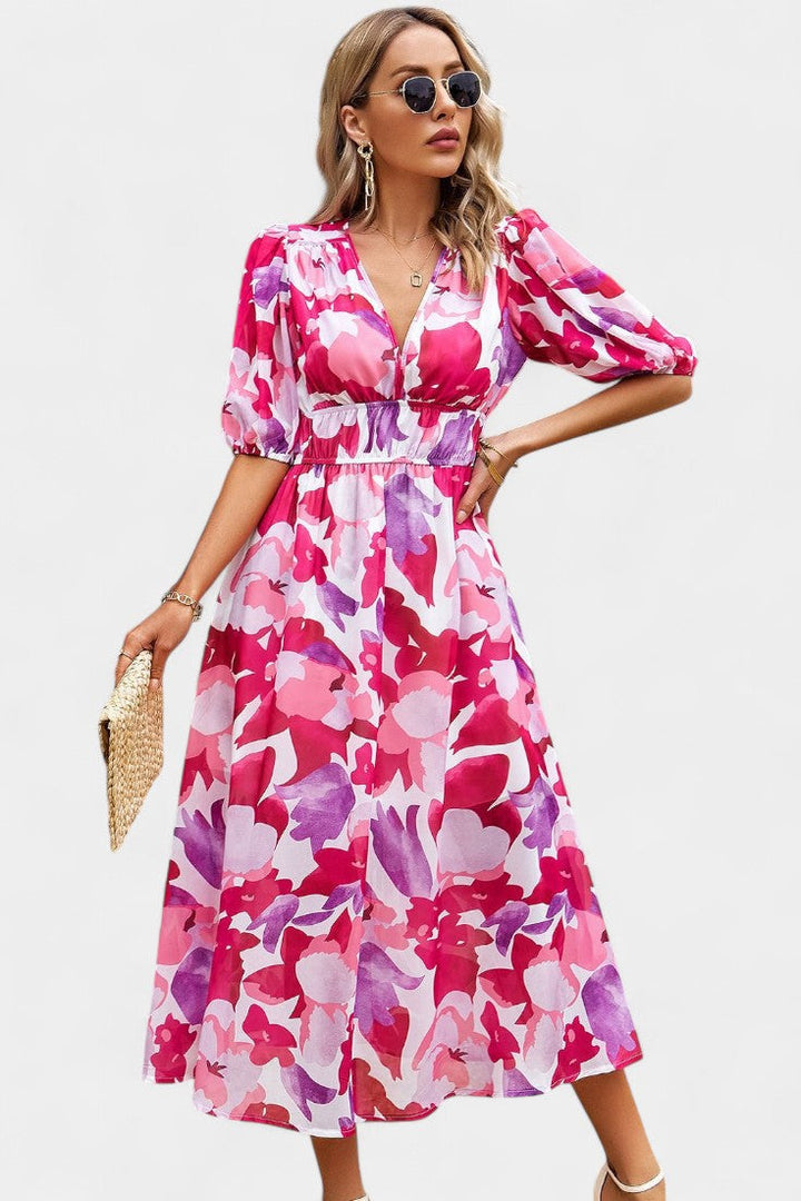 Arvindra | Women's Midi Dress Deep V-Neck - Image 1