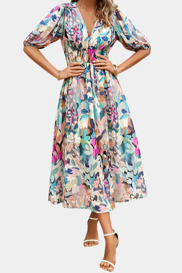 Arvindra | Women's Midi Dress Deep V-Neck - Image 12