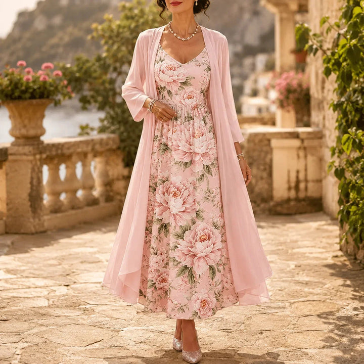 Arvine | Women's Floral Maxi Dress Two-Piece Set - Light Pink - Image 1