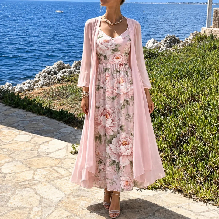 Arvine | Women's Floral Maxi Dress Two-Piece Set - Light Pink - Image 10