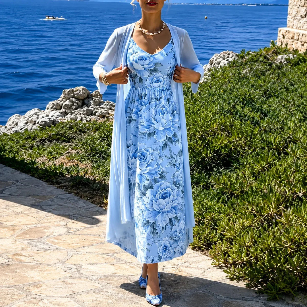 Arvine | Women's Floral Maxi Dress Two-Piece Set - Light Pink - Image 11