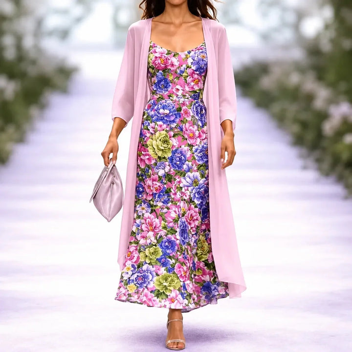 Arvine | Women's Floral Maxi Dress Two-Piece Set - Light Pink - Image 14