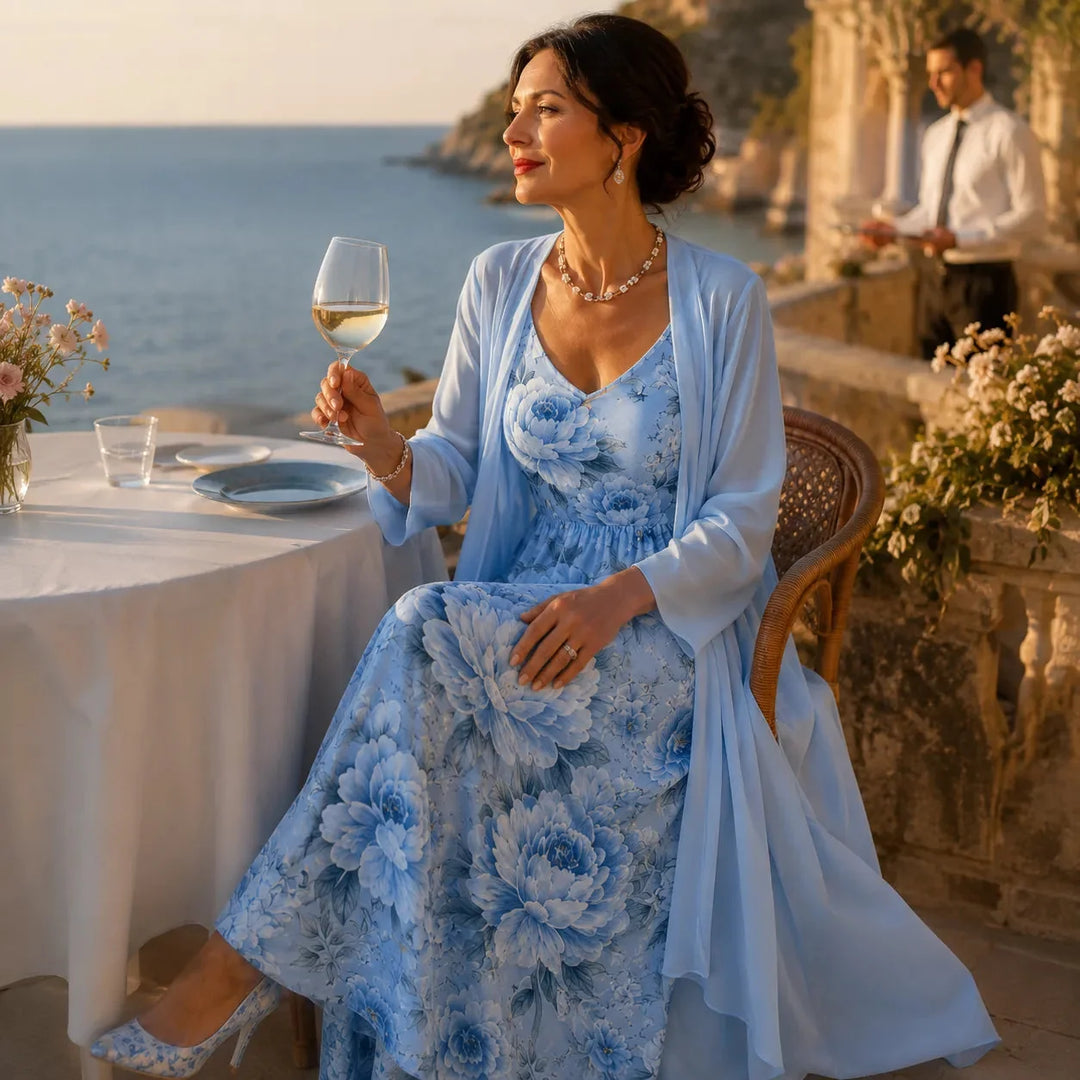 Arvine | Women's Floral Maxi Dress Two-Piece Set - Light Pink - Image 3