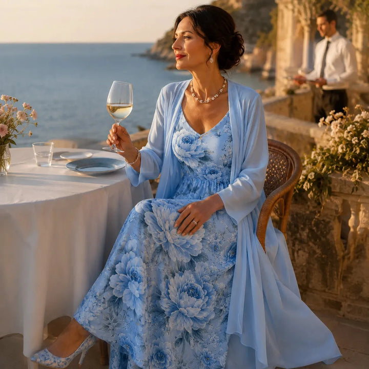 Arvine | Women's Floral Maxi Dress Two-Piece Set - Light Pink - Image 3