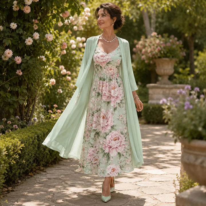 Arvine | Women's Floral Maxi Dress Two-Piece Set - Light Pink - Image 5