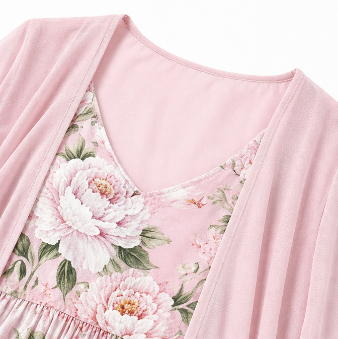Arvine | Women's Floral Maxi Dress Two-Piece Set - Light Pink - Image 6