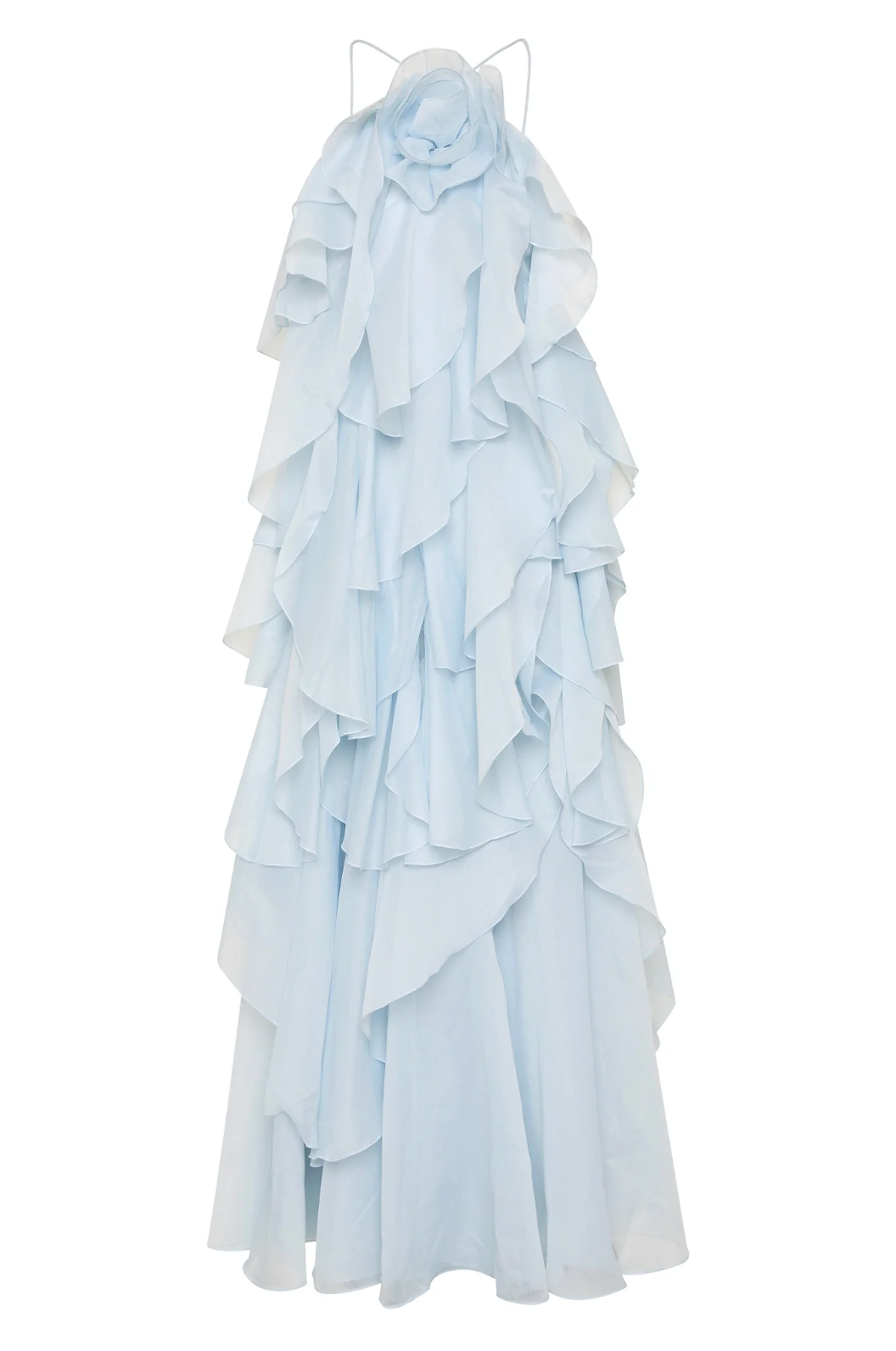 Asena | Women's Long Ruffle Halter Dress - Coral - Image 10