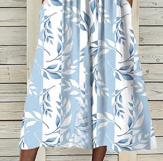 Aspen | Women's Floral Print Midi Dress with Jacket Set - Light Blue - Image 3