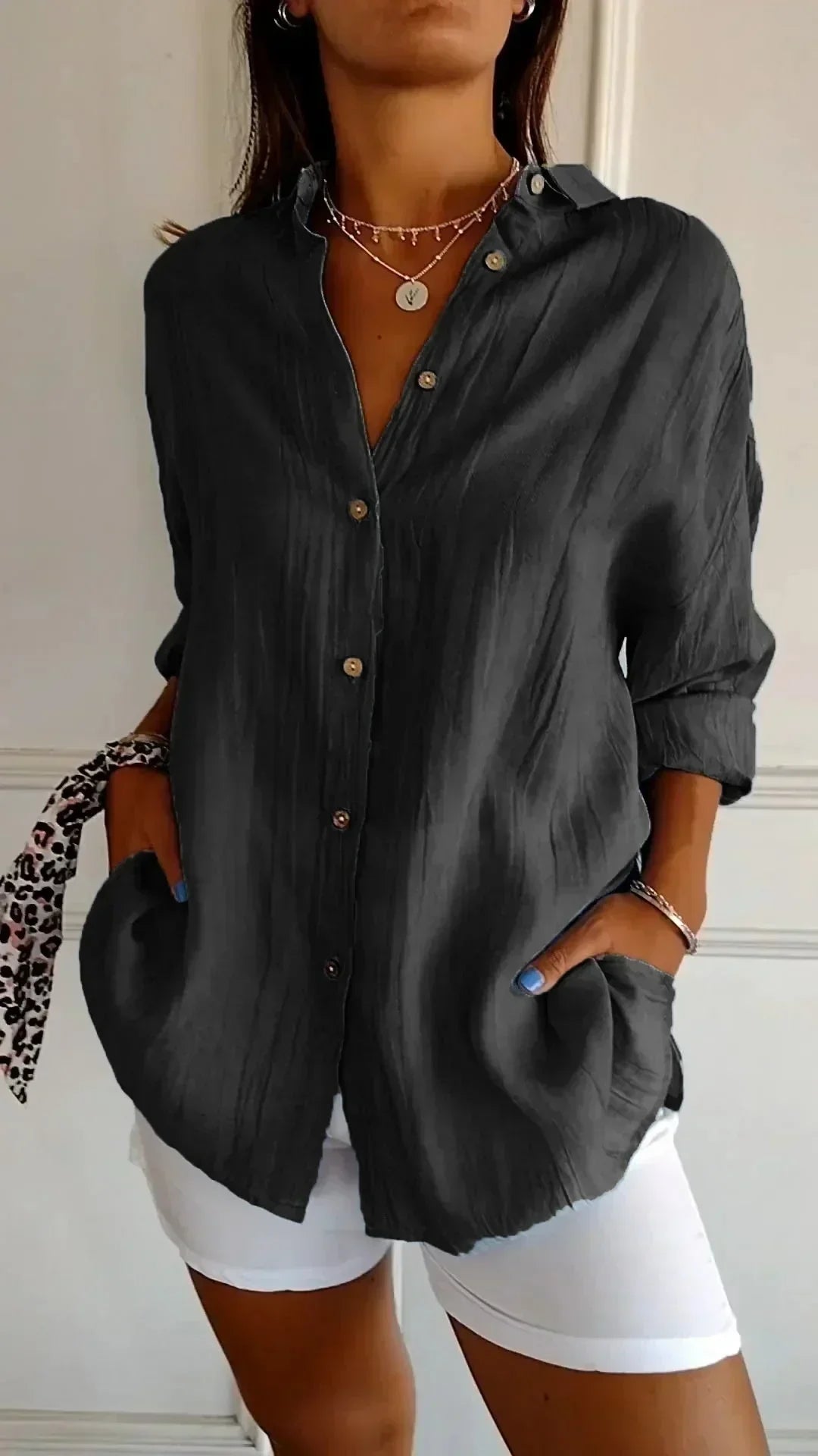 Aspen | Women's Relaxed Fit Button-Down Blouse - Teal - Image 12