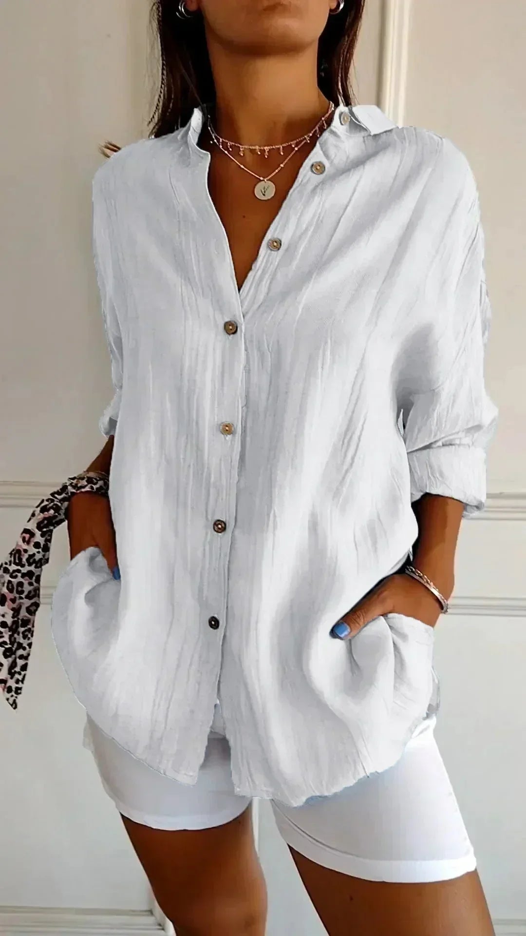 Aspen | Women's Relaxed Fit Button-Down Blouse - Teal - Image 13