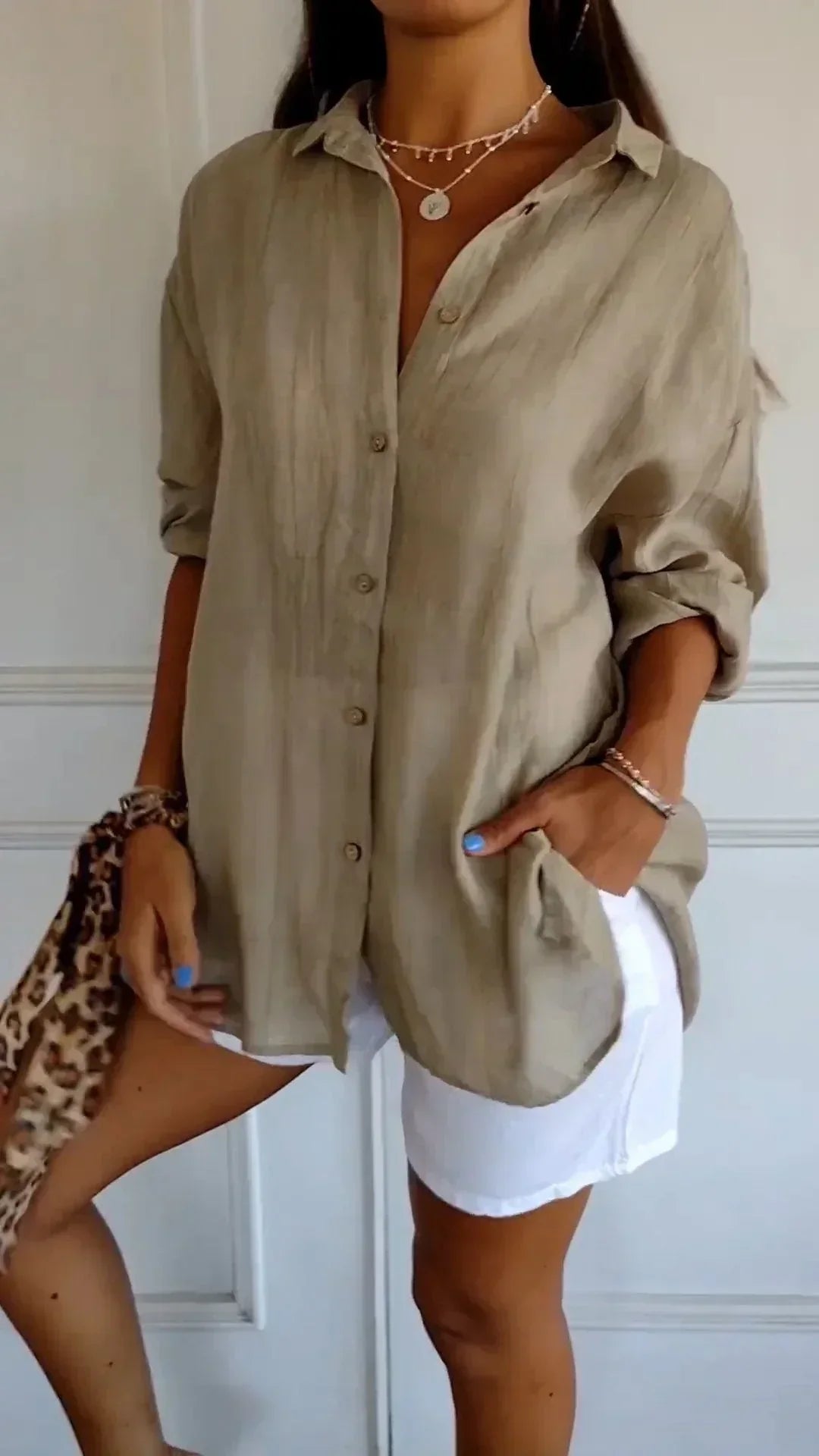 Aspen | Women's Relaxed Fit Button-Down Blouse - Teal - Image 3