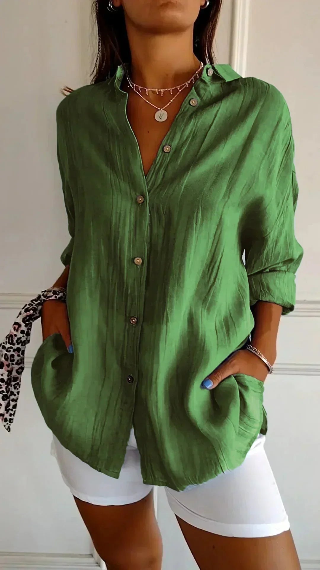 Aspen | Women's Relaxed Fit Button-Down Blouse - Teal - Image 9