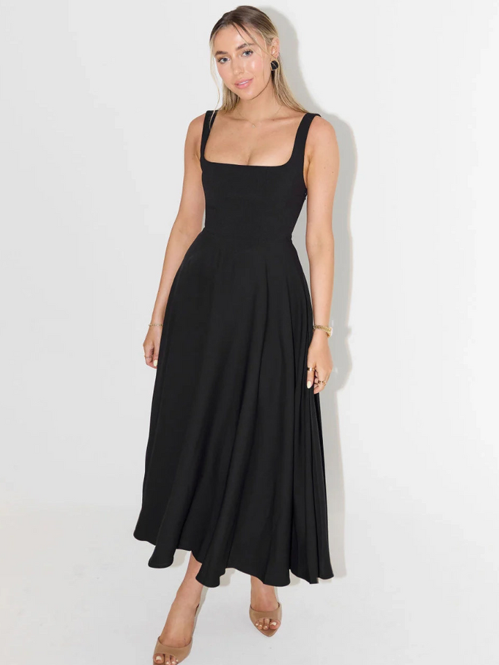 Aspen | Women's Sleeveless Square Neck A-Line Midi Dress - Sage - Image 10