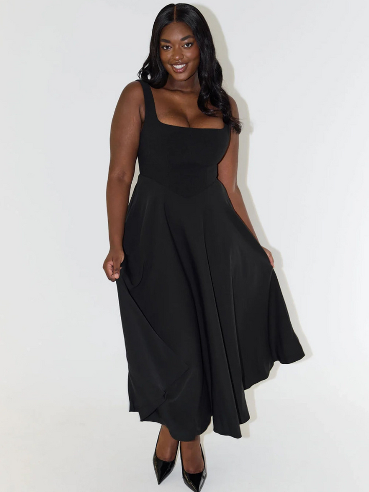 Aspen | Women's Sleeveless Square Neck A-Line Midi Dress - Sage - Image 11